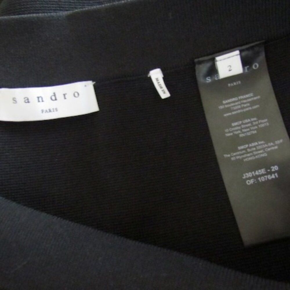 Sandro Paris Elodie Striped Crossover Skirt Noir Stripe Sz M = 2 - Picture 13 of 16